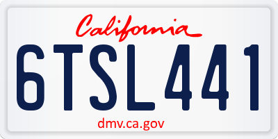 CA license plate 6TSL441