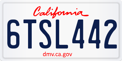 CA license plate 6TSL442