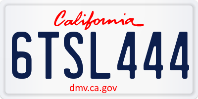 CA license plate 6TSL444