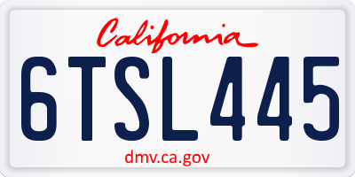 CA license plate 6TSL445