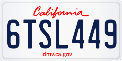 CA license plate 6TSL449