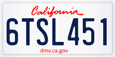 CA license plate 6TSL451