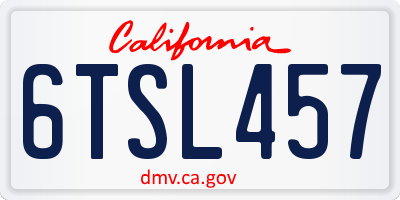 CA license plate 6TSL457