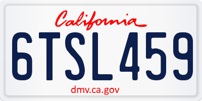 CA license plate 6TSL459