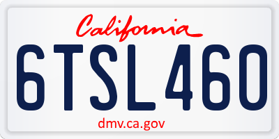 CA license plate 6TSL460