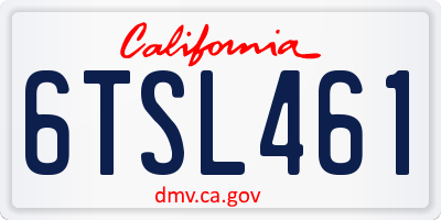 CA license plate 6TSL461