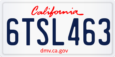 CA license plate 6TSL463