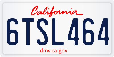 CA license plate 6TSL464