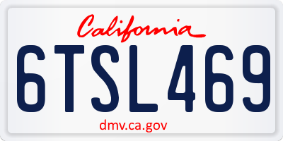 CA license plate 6TSL469