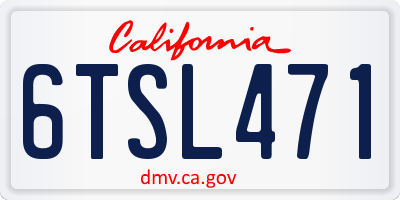 CA license plate 6TSL471