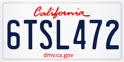 CA license plate 6TSL472