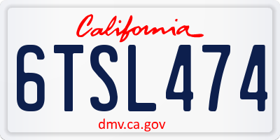 CA license plate 6TSL474