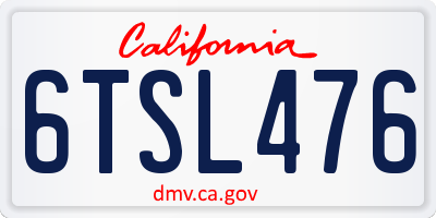 CA license plate 6TSL476