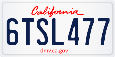 CA license plate 6TSL477