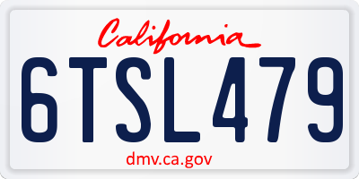 CA license plate 6TSL479
