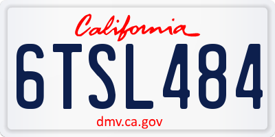 CA license plate 6TSL484