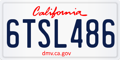 CA license plate 6TSL486