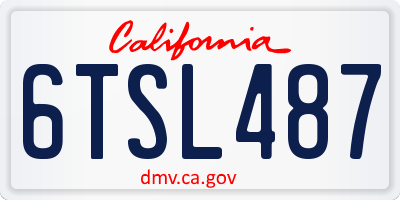 CA license plate 6TSL487