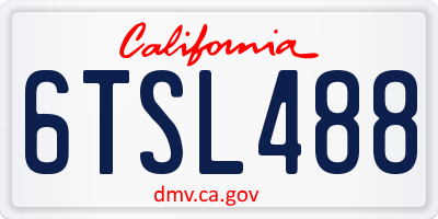 CA license plate 6TSL488