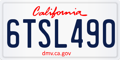 CA license plate 6TSL490