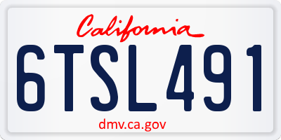 CA license plate 6TSL491