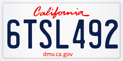 CA license plate 6TSL492