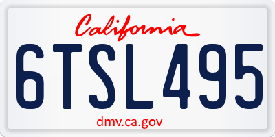 CA license plate 6TSL495