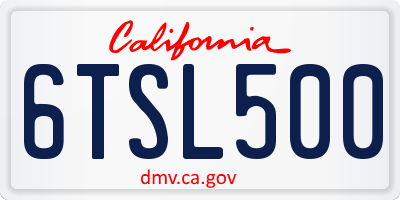CA license plate 6TSL500