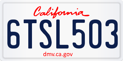CA license plate 6TSL503