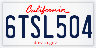 CA license plate 6TSL504