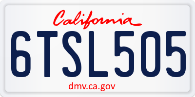 CA license plate 6TSL505