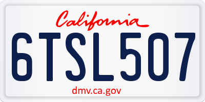 CA license plate 6TSL507