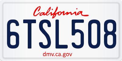 CA license plate 6TSL508