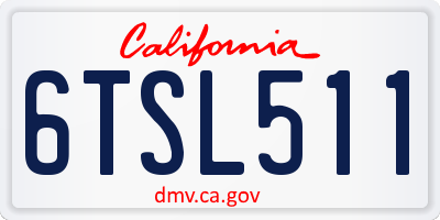 CA license plate 6TSL511