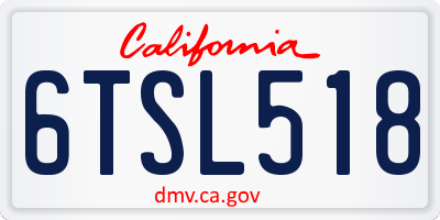 CA license plate 6TSL518