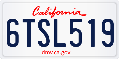 CA license plate 6TSL519
