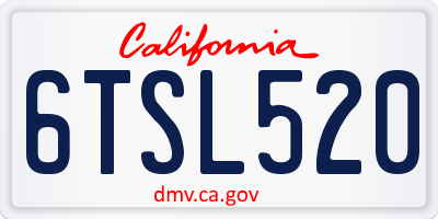 CA license plate 6TSL520