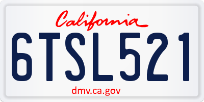 CA license plate 6TSL521