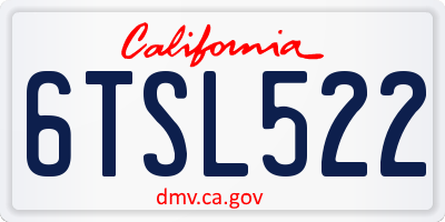 CA license plate 6TSL522