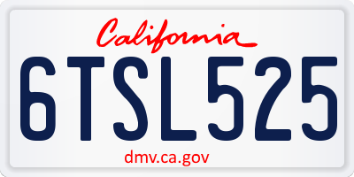 CA license plate 6TSL525