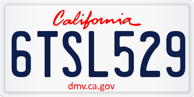 CA license plate 6TSL529