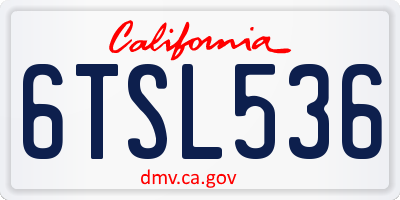 CA license plate 6TSL536