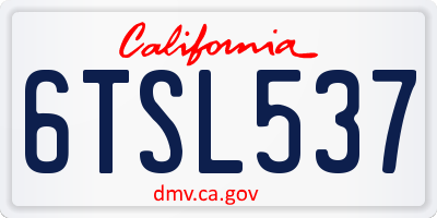 CA license plate 6TSL537