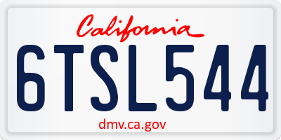 CA license plate 6TSL544