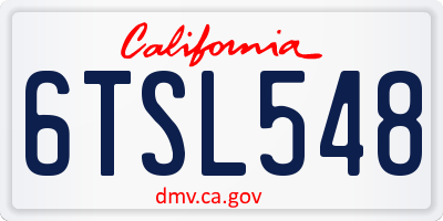 CA license plate 6TSL548