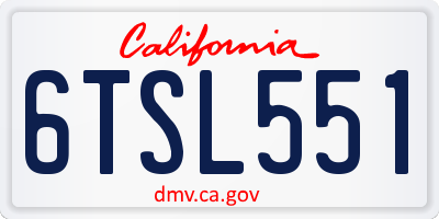 CA license plate 6TSL551