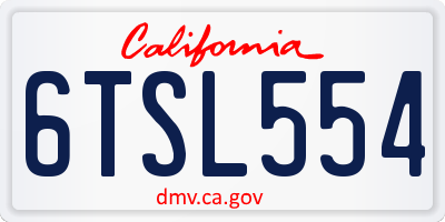 CA license plate 6TSL554