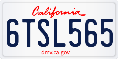 CA license plate 6TSL565
