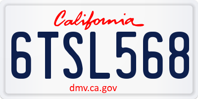 CA license plate 6TSL568
