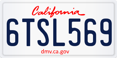 CA license plate 6TSL569